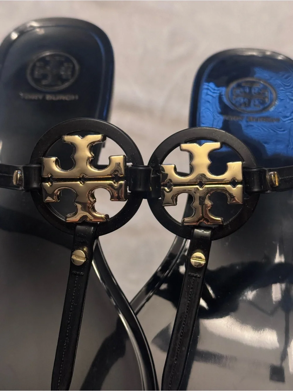Tory Burch Black Mini Miller Jelly Thong Sandals Size 9